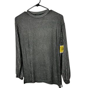 NWT vtg sweater,women size 9,semi sheer,silver metallic knit crew neck, shimmer